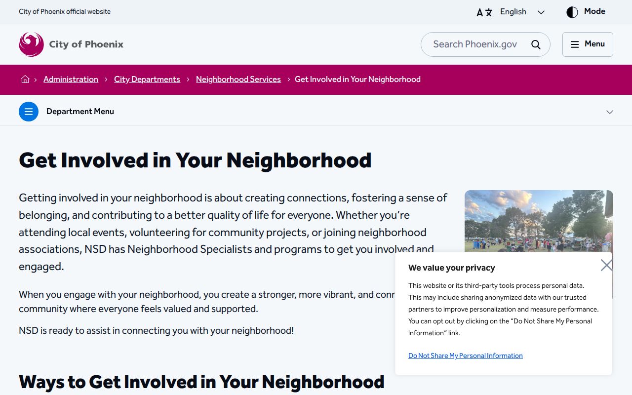 Phoenix neighbors neighborhood coordination resources