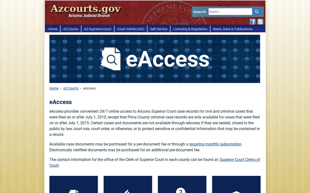 Phoenix resident lookup through the Arizona eAccess court service