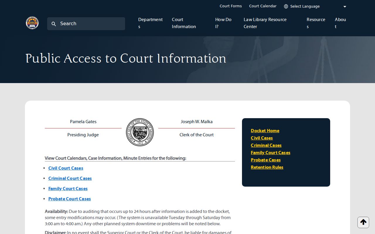 Phoenix resident lookup on the Maricopa Superior Court docket search