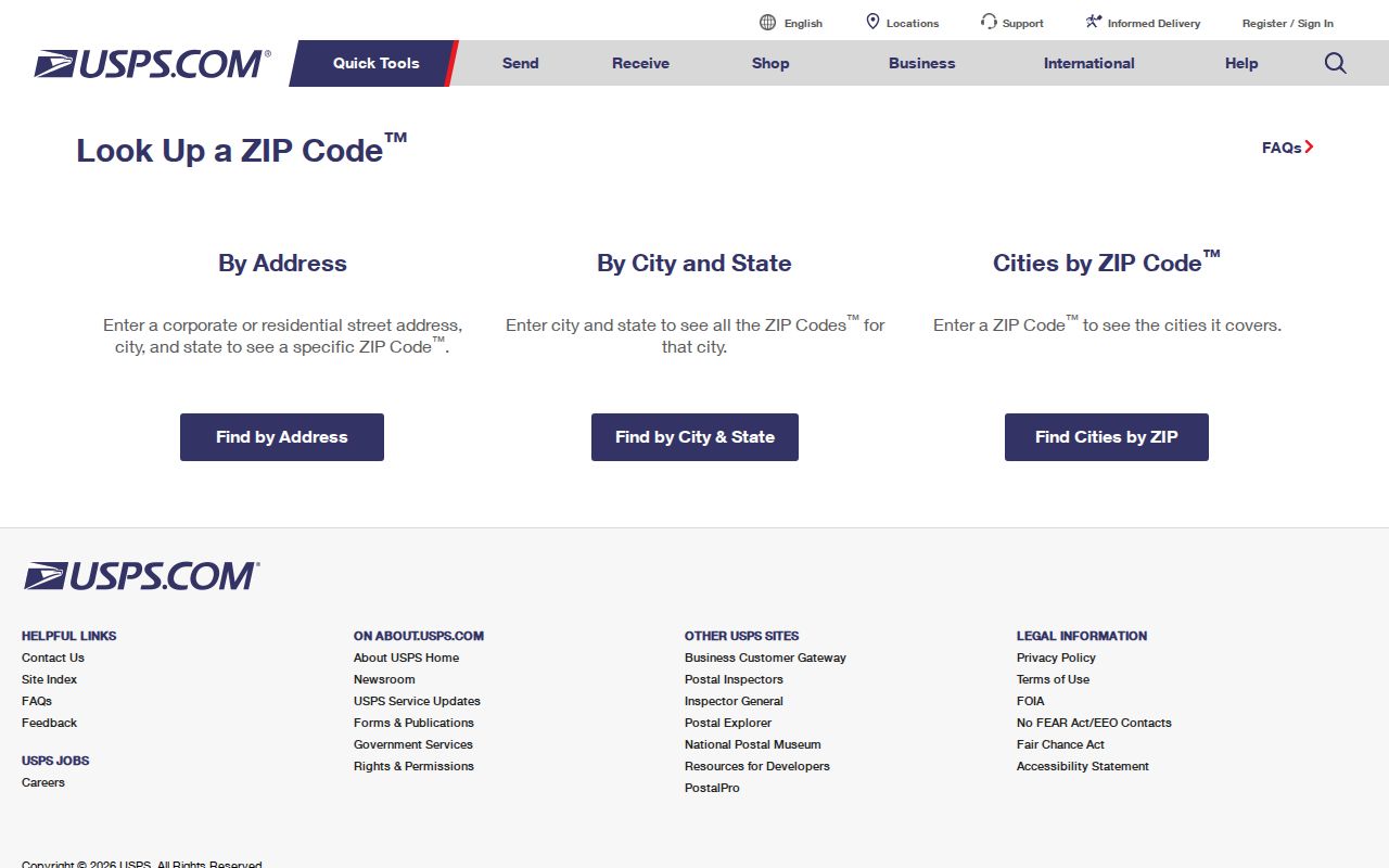 Phoenix ZIP code directory address verification on the USPS lookup page